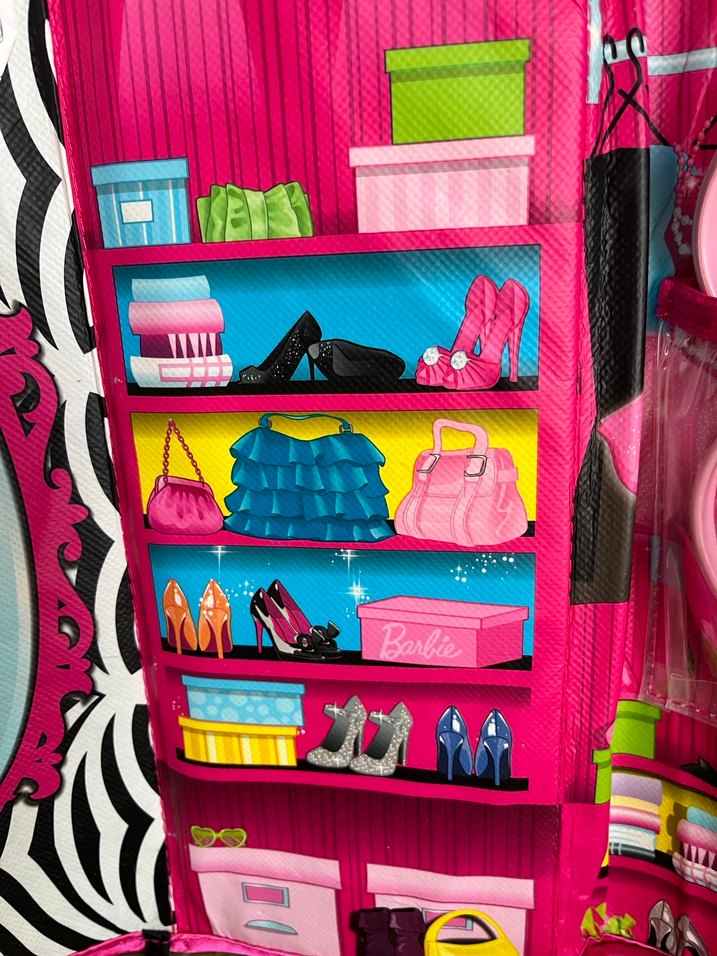 Pembe Parlak Barbi Çantası Siyah Kurdeleli - Görsel 5