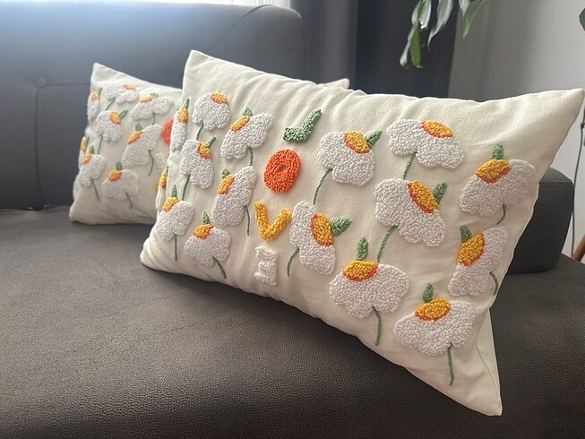 Beden çeşitli Renk Punch Fermuarlı Papatya Kırlent