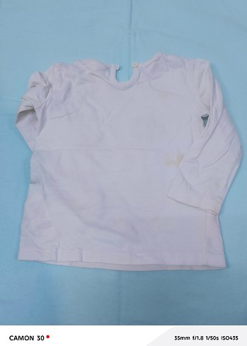 Uzun Kollu Beyaz Baskılı Kız Tişörtü - Görsel 2