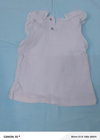 Kız Çocuk Beyaz Fırfırlı Askısız Tişört - Görsel 2