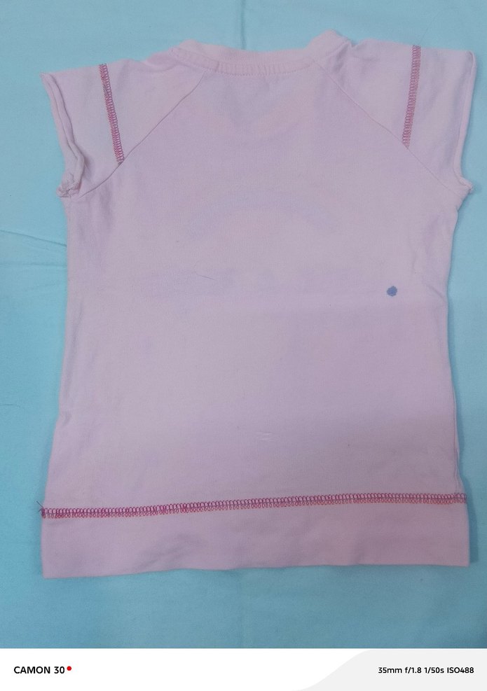 Kız Çocuk Pembe Pul İşlemeli Tişört - Görsel 2