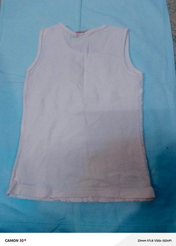 Kız Çocuk Dantelli Beyaz Kolsuz - Görsel 2