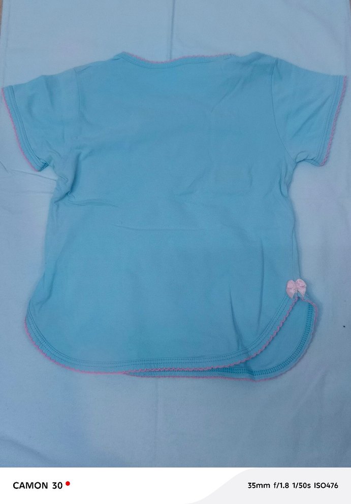 Kız Çocuk Mavi Baskılı Kısa Kollu Tişört - Görsel 2