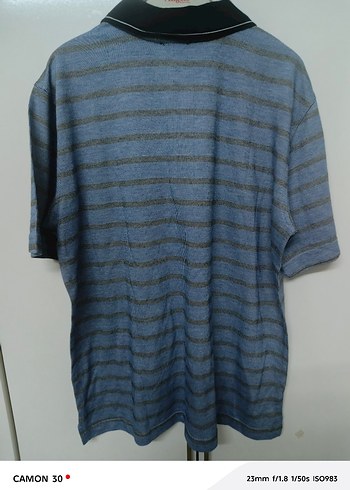 Düğmeli Erkek Polo Tişört Gri Çizgili - Görsel 2