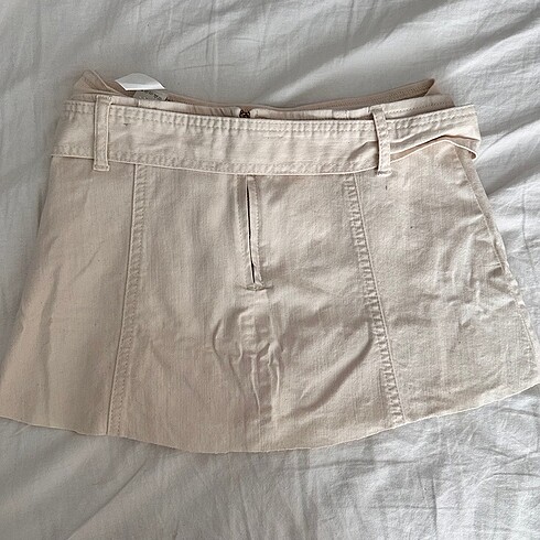 s Beden camel Renk vintage düşük bel mini kot etek