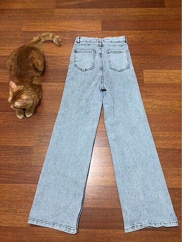 Diğer kar beyazı mavi bol paça jeans