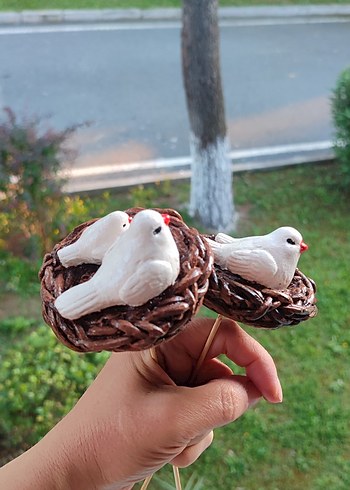 Beyaz Kuşlu Renkli Dekoratif Biblo - Görsel 3