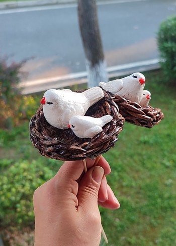 Beyaz Kuşlu Renkli Dekoratif Biblo - Görsel 5