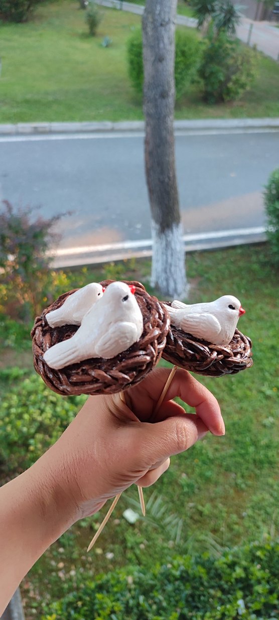 Beyaz Kuşlu Renkli Dekoratif Biblo - Görsel 3