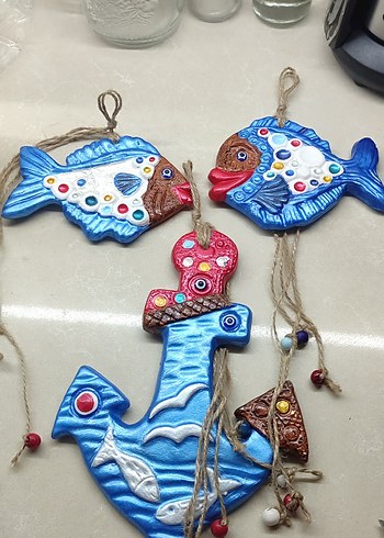 Mavi Çapa ve Balık Figürlü Bohem Dekorasyon - Görsel 5