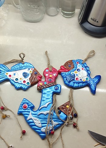 Mavi Çapa ve Balık Figürlü Bohem Dekorasyon - Görsel 6