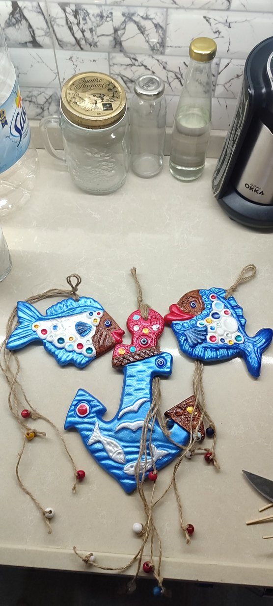 Mavi Çapa ve Balık Figürlü Bohem Dekorasyon - Görsel 3