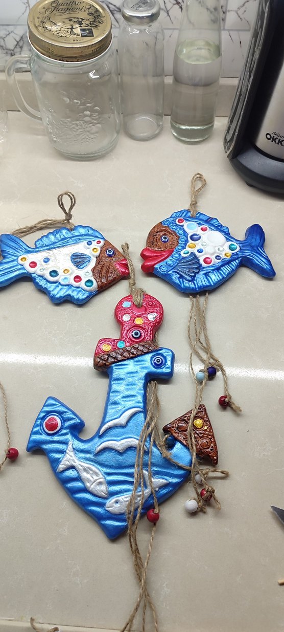 Mavi Çapa ve Balık Figürlü Bohem Dekorasyon - Görsel 4