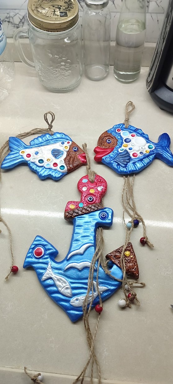 Mavi Çapa ve Balık Figürlü Bohem Dekorasyon - Görsel 5