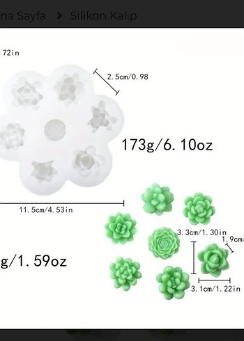sukulent silikon kalıp - Görsel 2