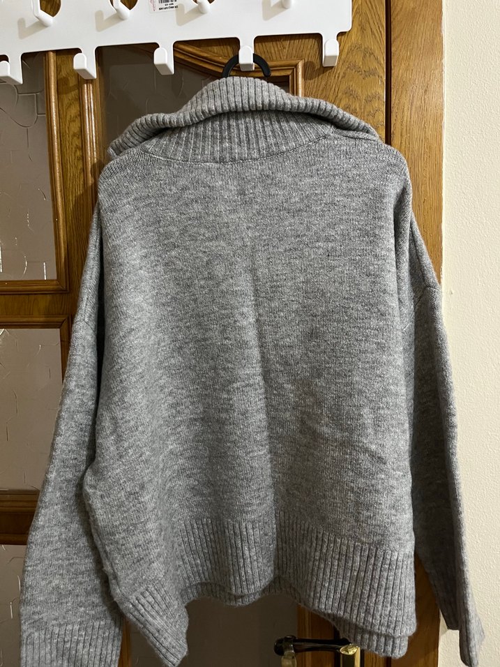 Defacto Gri  Fermuarlı Kazak - Görsel 2