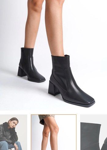 Siyah Tokalı Topuklu Kadın Bot - Görsel 2