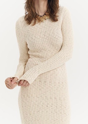 Örgü Bohem Uzun Kollu Kadın Elbise - Görsel 2