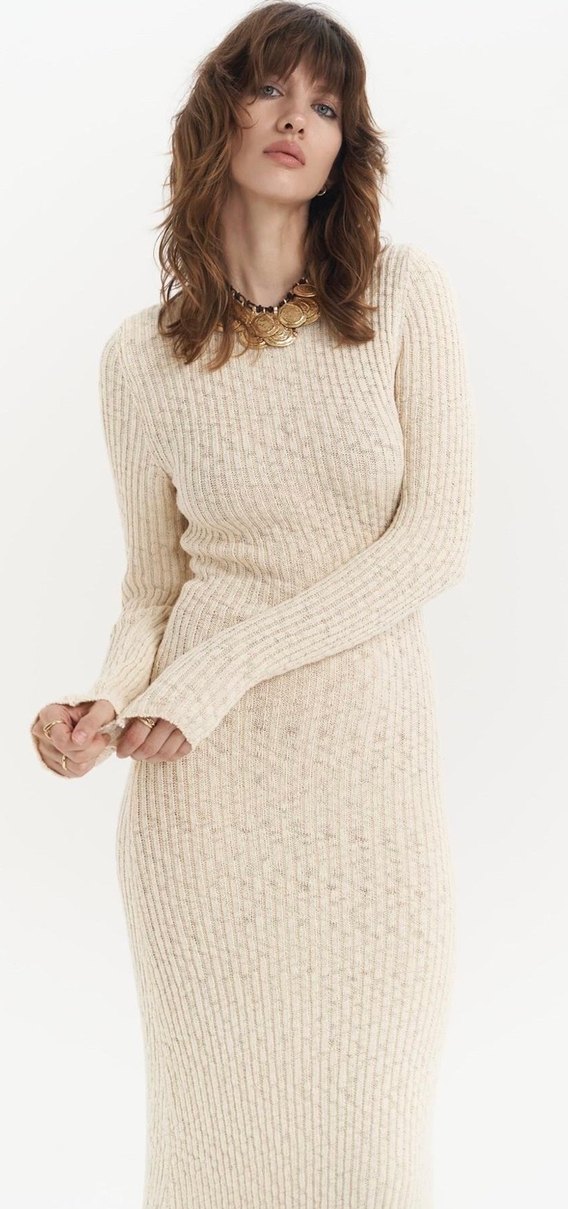 Örgü Bohem Uzun Kollu Kadın Elbise - Görsel 2