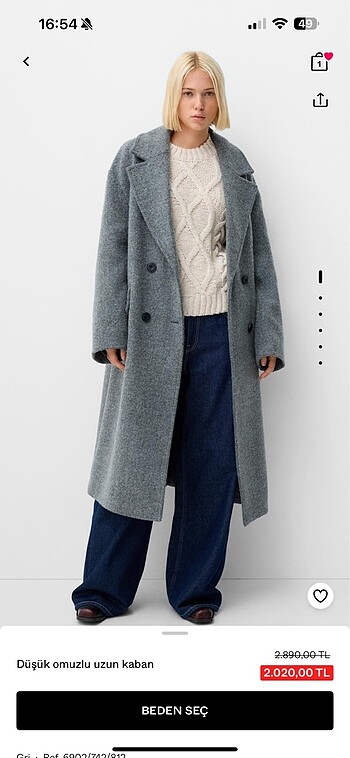 Bershka Gri kaban