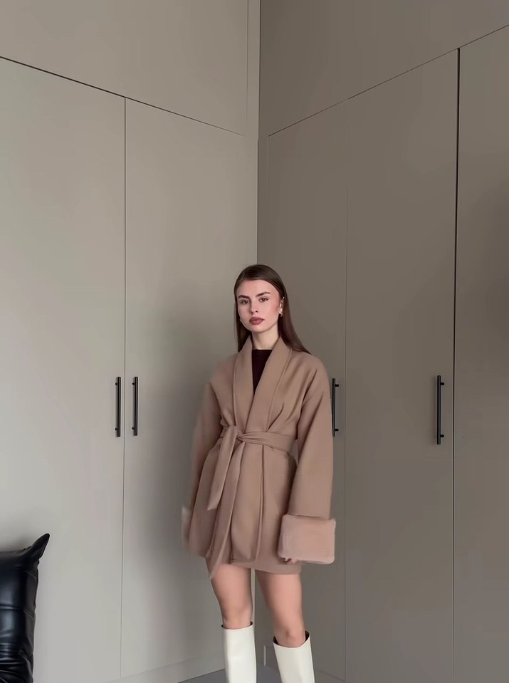 taba kolları tüylü kadın Kaban - Görsel 2