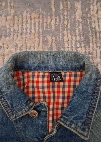 5 Yaş Beden Düğmeli Mavi Denim Ceket
