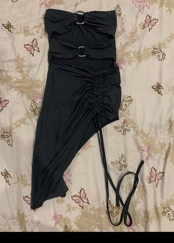 Siyah Gotik kısa Abiye Elbise