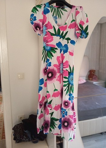 Zara Çiçek Desenli Uzun Bohem Elbise