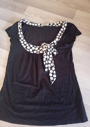 Marks & Spencer Beyaz Puantiyeli Siyah Bluz