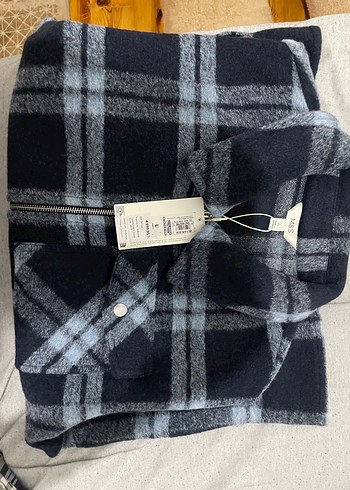 Marks & Spencer Lacivert Ekose Fermuarli Sise Yaka Gomlek