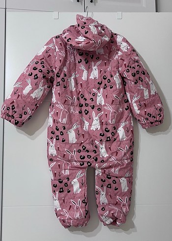 Kürklü, desenli pembe bebek tulumu - Görsel 7