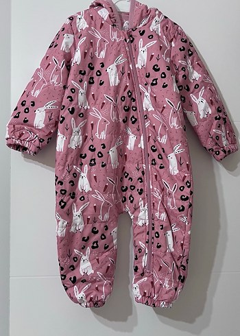 Kürklü, desenli pembe bebek tulumu - Görsel 3