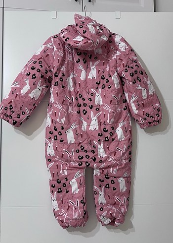 Kürklü, desenli pembe bebek tulumu - Görsel 6
