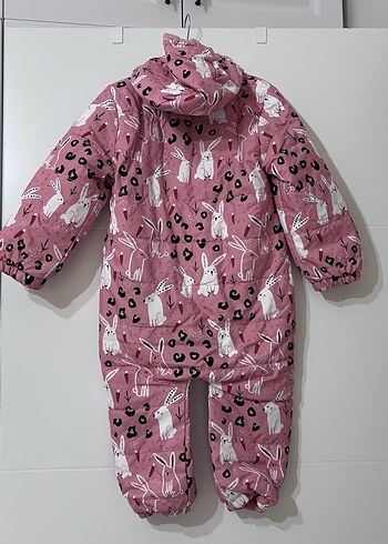 Kürklü, desenli pembe bebek tulumu - Görsel 8