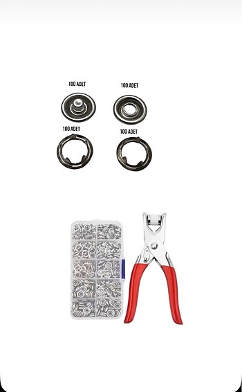 9.5 mm metal el pensesi + 100 set çıt çıt dügme