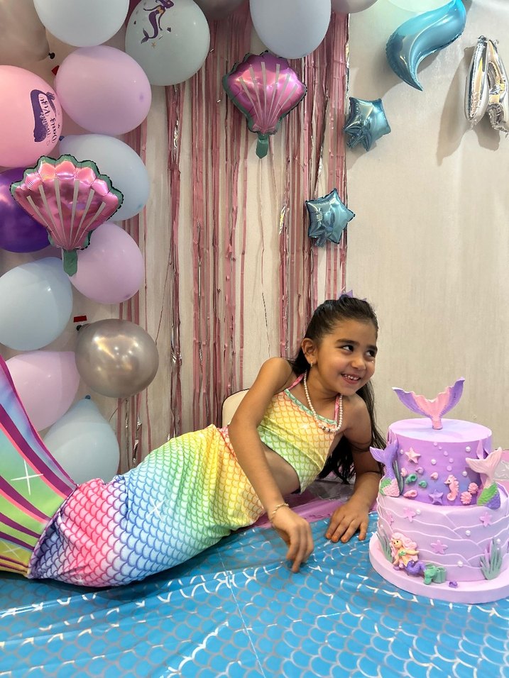 Mor Deniz Kızı Temalı Parti Pastası - Görsel 2