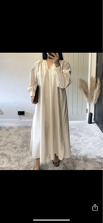 s Beden ten rengi Renk H&M EDITION İşlemeli Uzun Elbise S