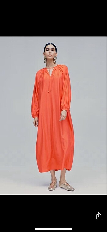 H&M Limited Edition Mercan Uzun Elbise