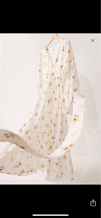 xs Beden H&M Kuşaklı Kır Çiçeği Desenli Uzun Elbise xs