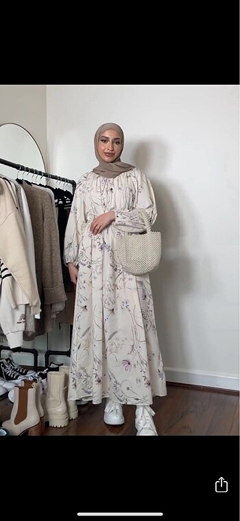 H&M H&M 0 Pamuklu Çiçek Desenli Uzun Elbise xs