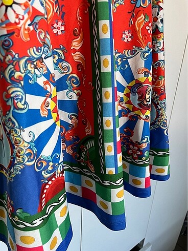 m Beden Renkli Vintage Elbise