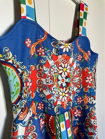 Renkli Vintage Elbise