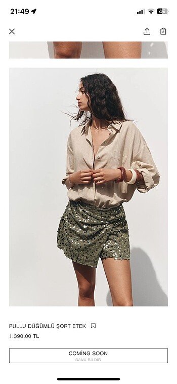 Zara pullu şort etek