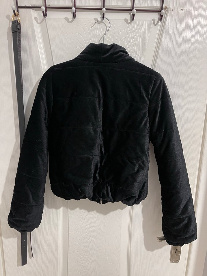 Siyah kadife Kadın Mont - Görsel 4