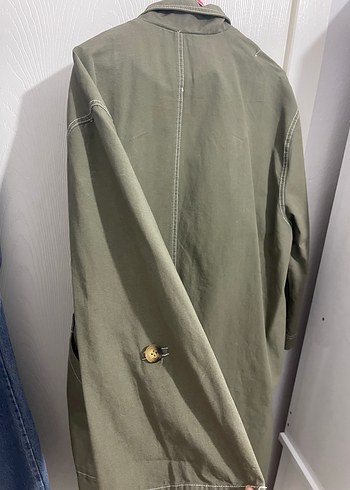 Kadın Haki yeşili Midi Keten Trençkot - Görsel 4