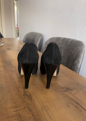 Siyah Süet Klasik Kadın topuklu ayakkabı - Görsel 4