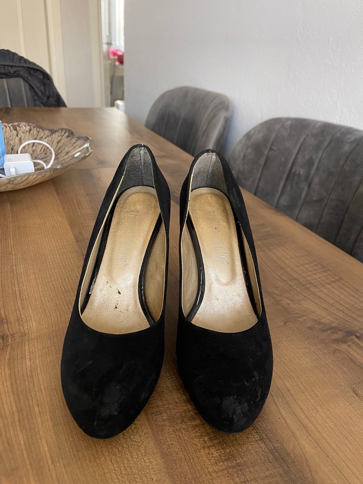 Siyah Süet Klasik Kadın topuklu ayakkabı - Görsel 3