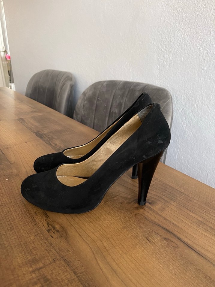 Siyah Süet Klasik Kadın topuklu ayakkabı - Görsel 2