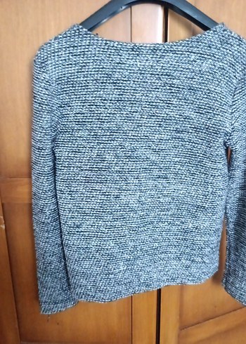 Gri Triko Kadın Hırka Notch Yaka mbeden - Görsel 2