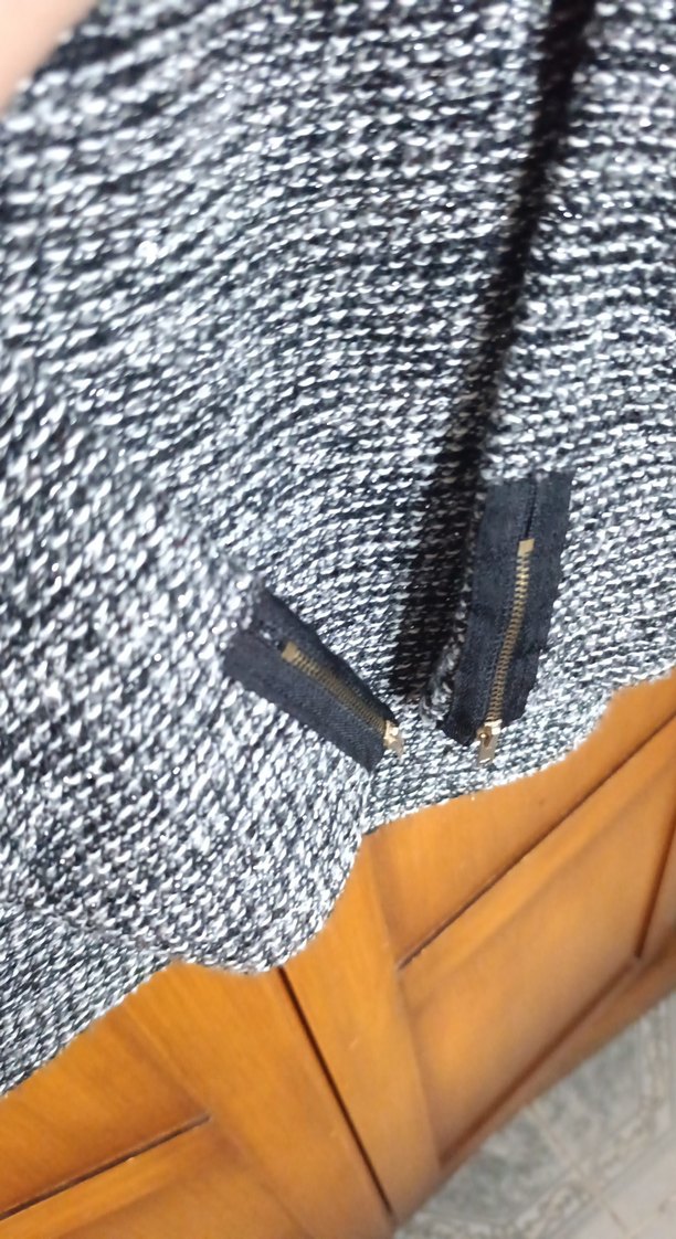 Gri Triko Kadın Hırka Notch Yaka mbeden - Görsel 3